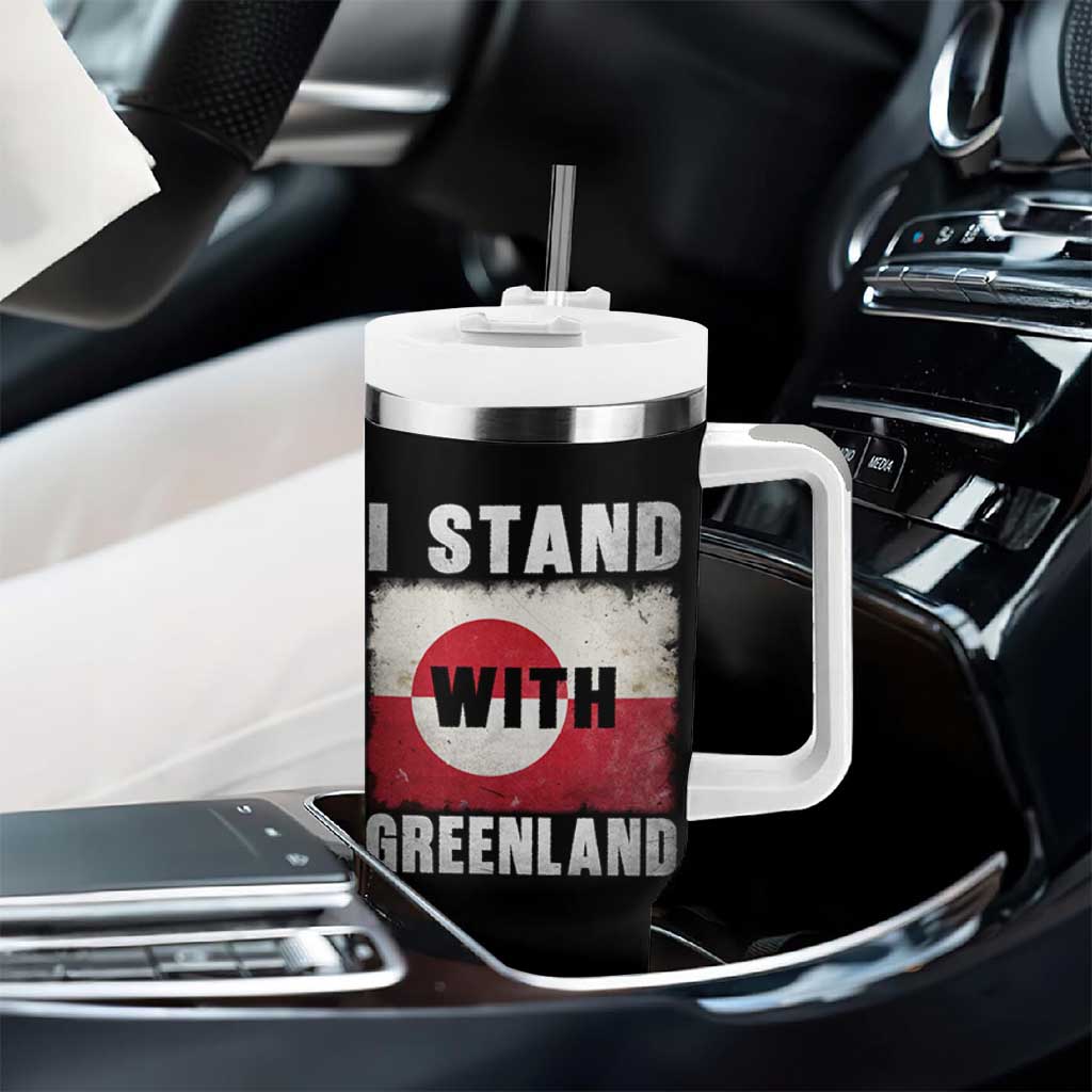 I Stand With Greenland Tumbler With Handle Support Greenlanders Vintage Greenland Flag