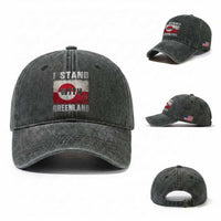 I Stand With Greenland Washed Cotton Baseball Cap Support Greenlanders Vintage Greenland Flag