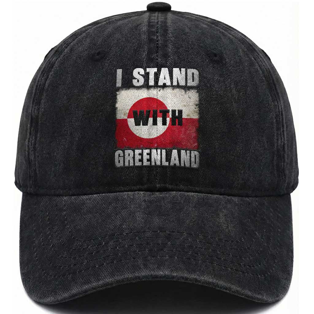 I Stand With Greenland Washed Cotton Baseball Cap Support Greenlanders Vintage Greenland Flag
