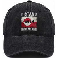 I Stand With Greenland Washed Cotton Baseball Cap Support Greenlanders Vintage Greenland Flag