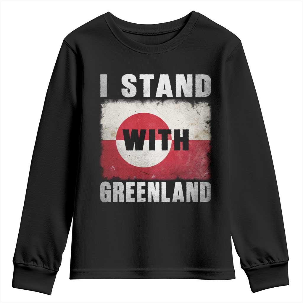 I Stand With Greenland Youth Sweatshirt Support Greenlanders Vintage Greenland Flag