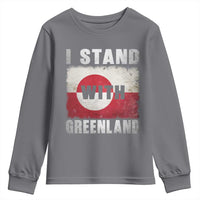 I Stand With Greenland Youth Sweatshirt Support Greenlanders Vintage Greenland Flag