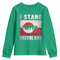 I Stand With Greenland Youth Sweatshirt Support Greenlanders Vintage Greenland Flag