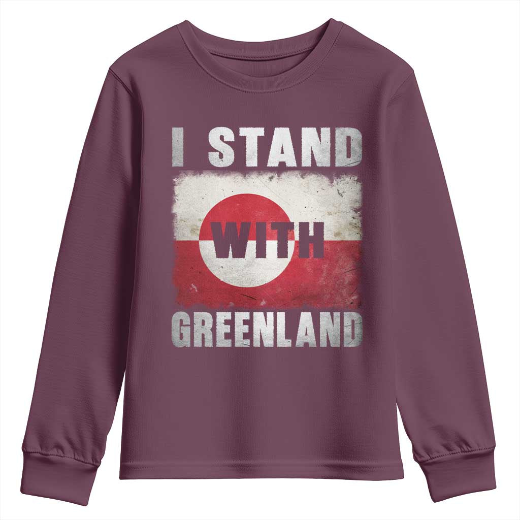 I Stand With Greenland Youth Sweatshirt Support Greenlanders Vintage Greenland Flag