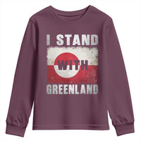 I Stand With Greenland Youth Sweatshirt Support Greenlanders Vintage Greenland Flag