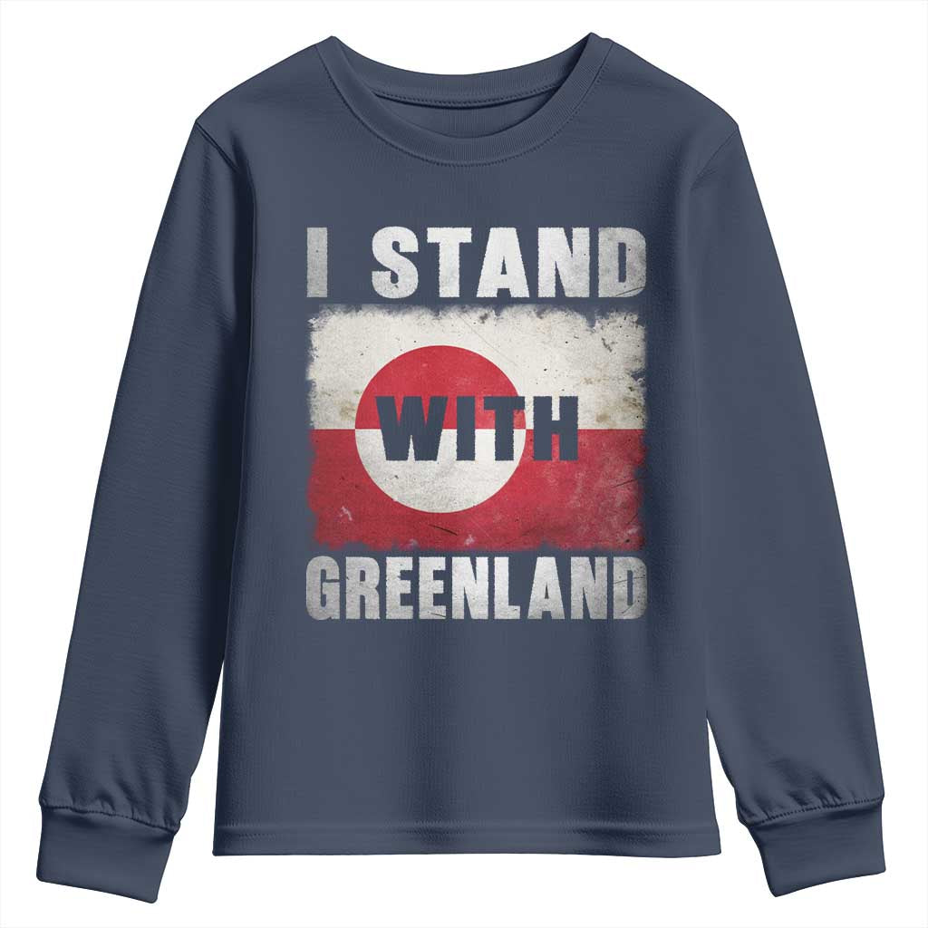 I Stand With Greenland Youth Sweatshirt Support Greenlanders Vintage Greenland Flag