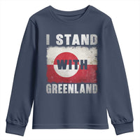 I Stand With Greenland Youth Sweatshirt Support Greenlanders Vintage Greenland Flag
