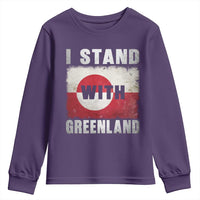 I Stand With Greenland Youth Sweatshirt Support Greenlanders Vintage Greenland Flag
