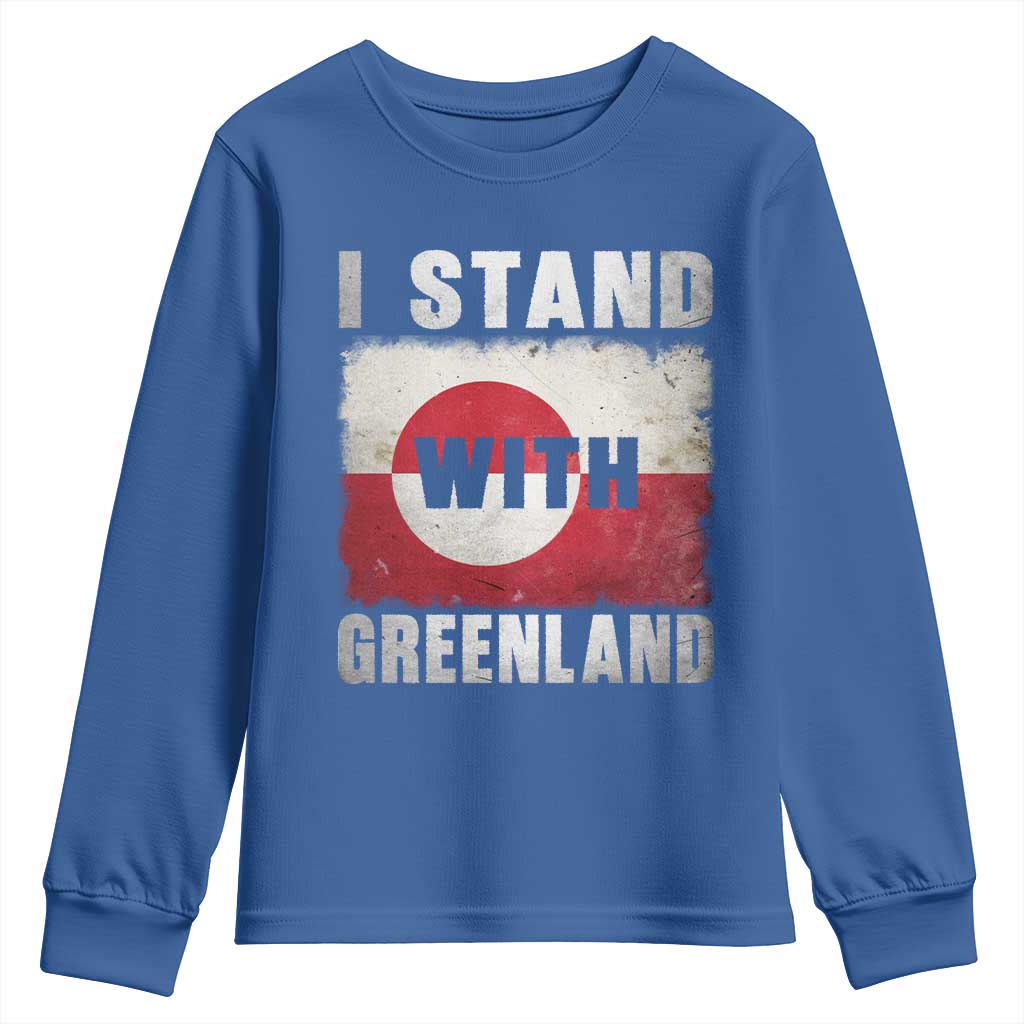 I Stand With Greenland Youth Sweatshirt Support Greenlanders Vintage Greenland Flag