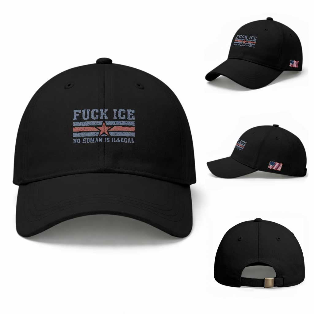 Fck Ice No Human Is Illegal Baseball Cap Political Protest Immigration Activist