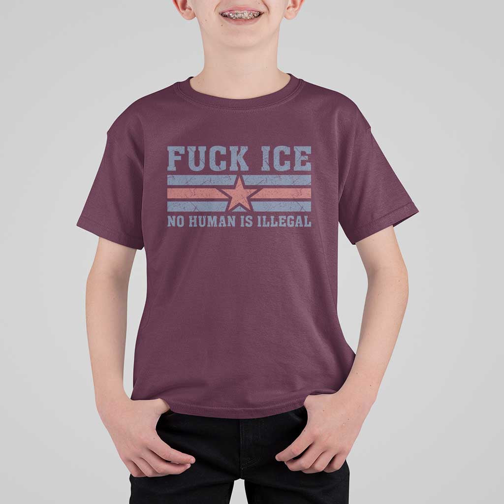 Fck Ice No Human Is Illegal T Shirt For Kid Political Protest Immigration Activist