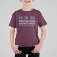Fck Ice No Human Is Illegal T Shirt For Kid Political Protest Immigration Activist