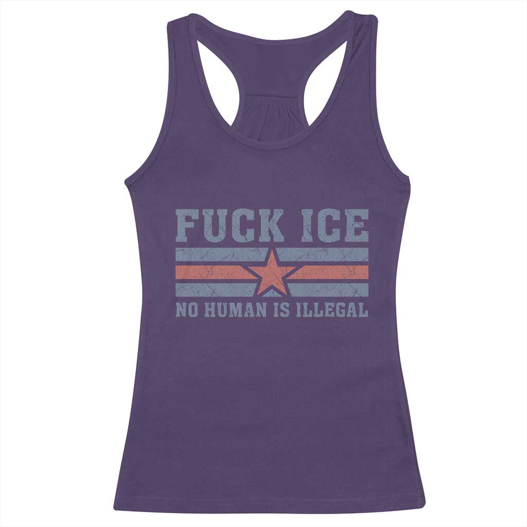 Fck Ice No Human Is Illegal Racerback Tank Top Political Protest Immigration Activist