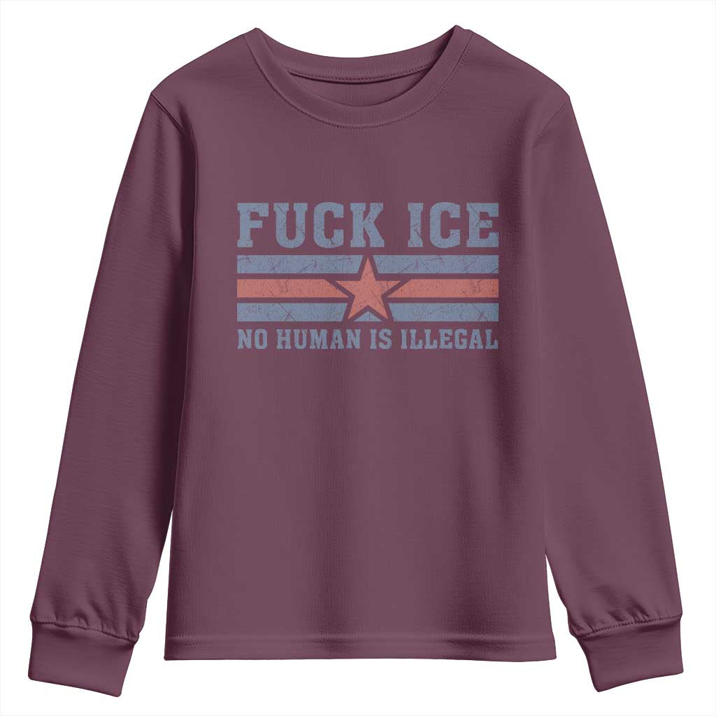 Fck Ice No Human Is Illegal Youth Sweatshirt Political Protest Immigration Activist