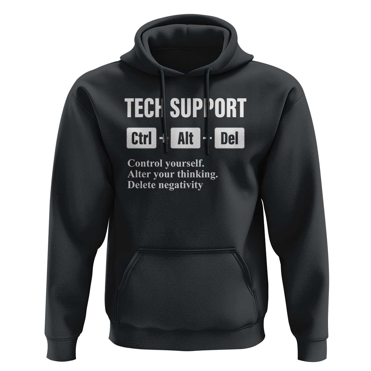 Funny Tech Support Hoodie Ctrl Alt Del Control Yourself Alter Your Thinking Delete Negativity