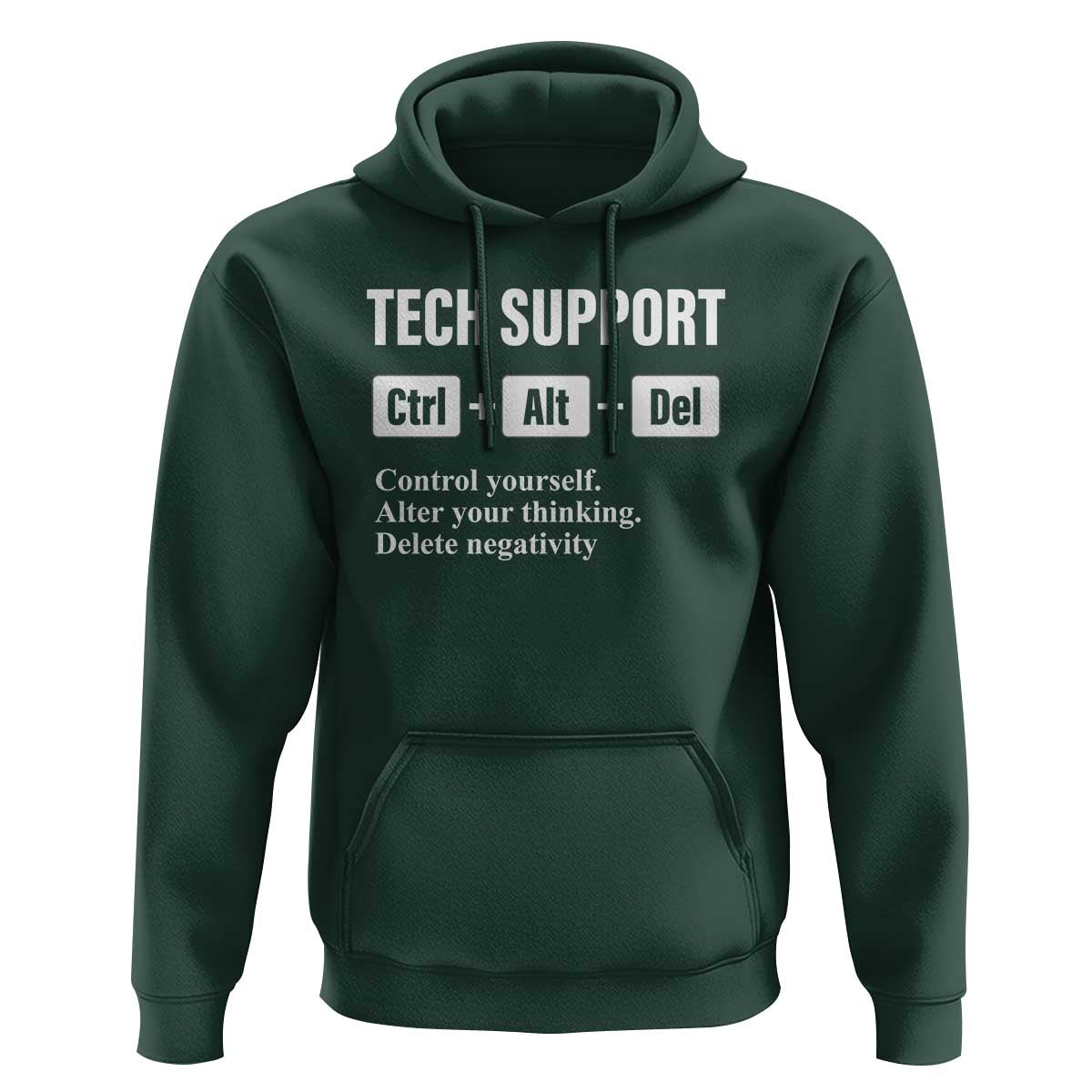 Funny Tech Support Hoodie Ctrl Alt Del Control Yourself Alter Your Thinking Delete Negativity