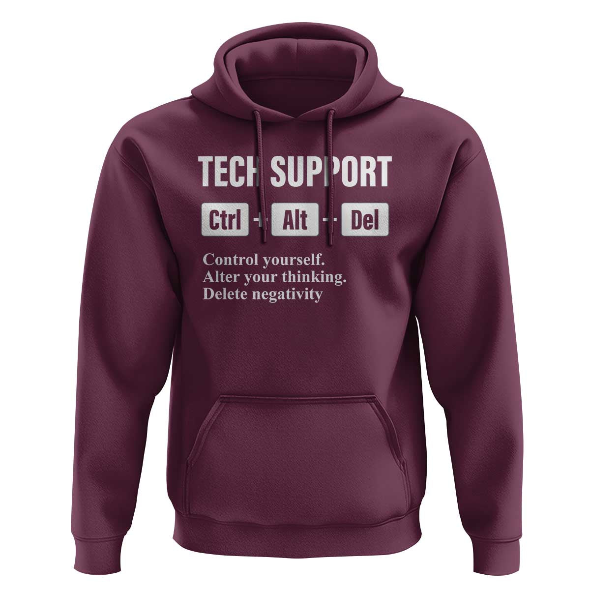 Funny Tech Support Hoodie Ctrl Alt Del Control Yourself Alter Your Thinking Delete Negativity
