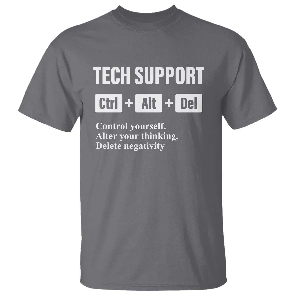 Funny Tech Support T Shirt Ctrl Alt Del Control Yourself Alter Your Thinking Delete Negativity