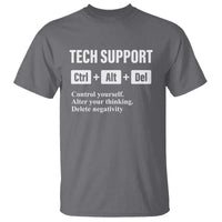 Funny Tech Support T Shirt Ctrl Alt Del Control Yourself Alter Your Thinking Delete Negativity