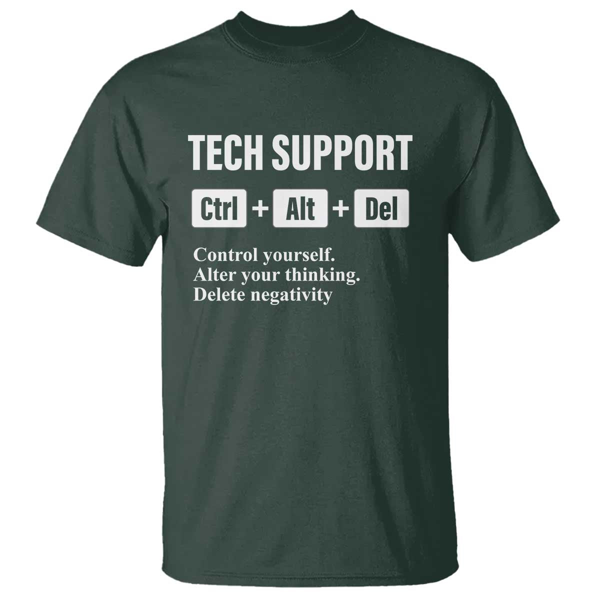 Funny Tech Support T Shirt Ctrl Alt Del Control Yourself Alter Your Thinking Delete Negativity