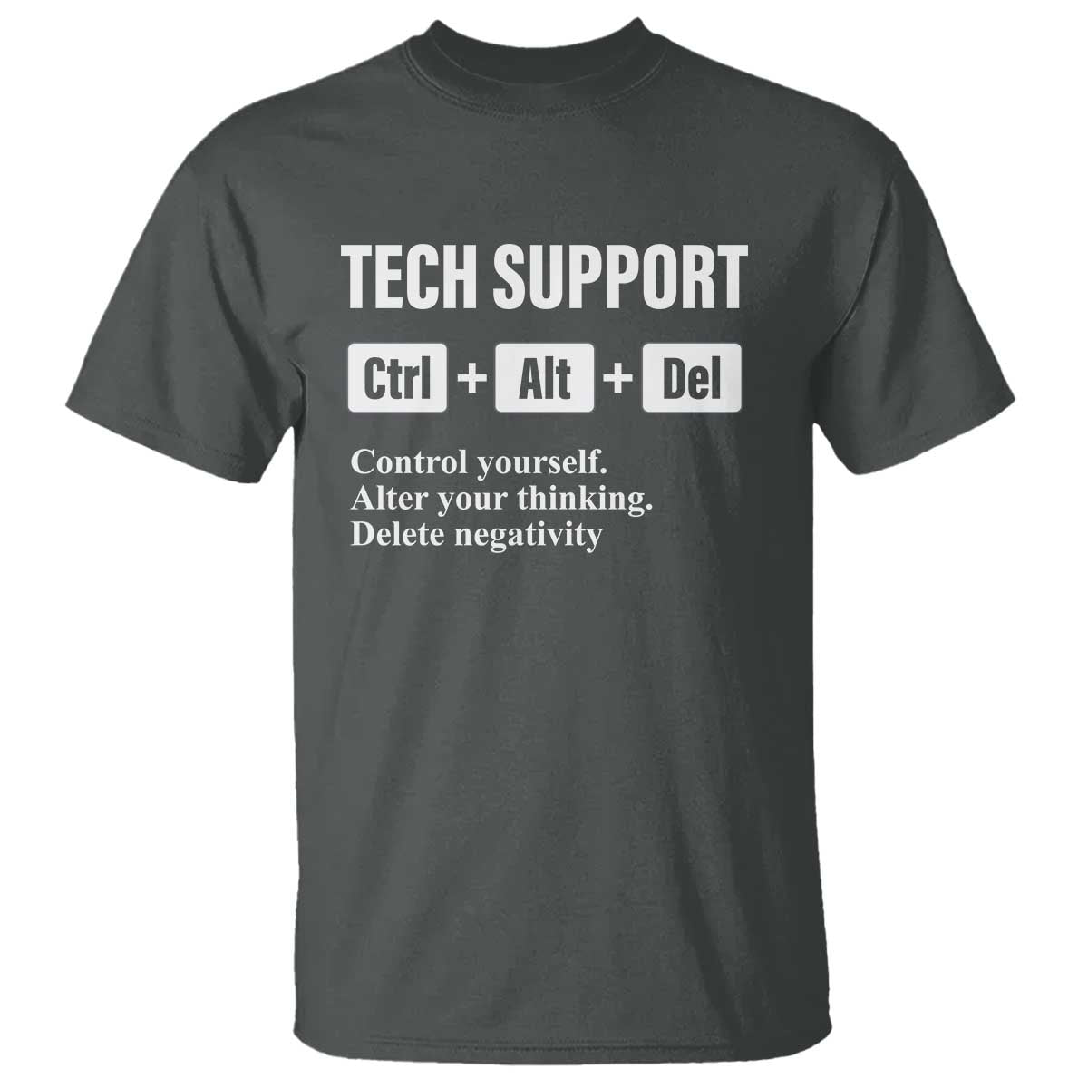 Funny Tech Support T Shirt Ctrl Alt Del Control Yourself Alter Your Thinking Delete Negativity