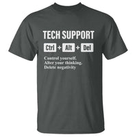 Funny Tech Support T Shirt Ctrl Alt Del Control Yourself Alter Your Thinking Delete Negativity