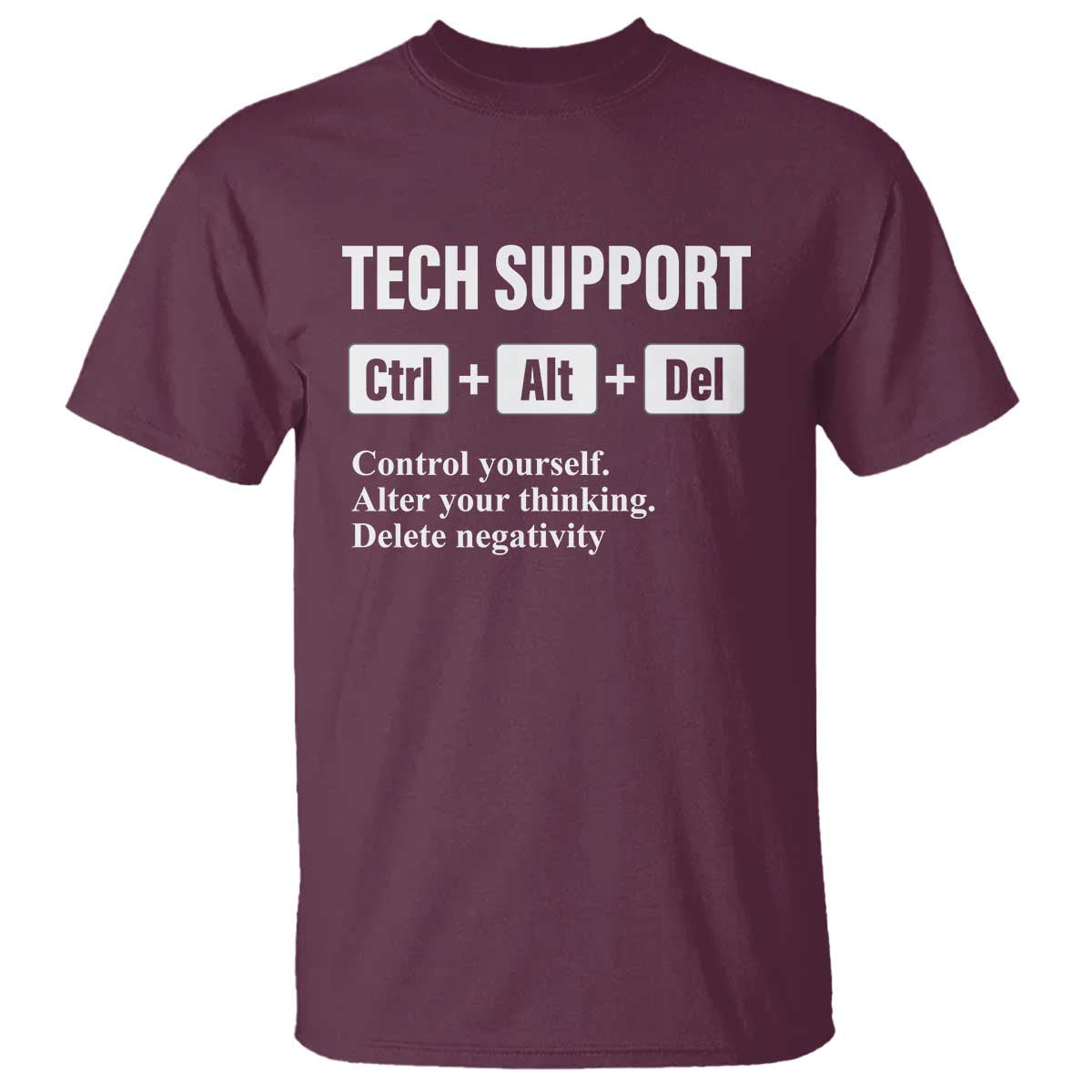 Funny Tech Support T Shirt Ctrl Alt Del Control Yourself Alter Your Thinking Delete Negativity