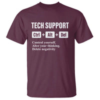 Funny Tech Support T Shirt Ctrl Alt Del Control Yourself Alter Your Thinking Delete Negativity