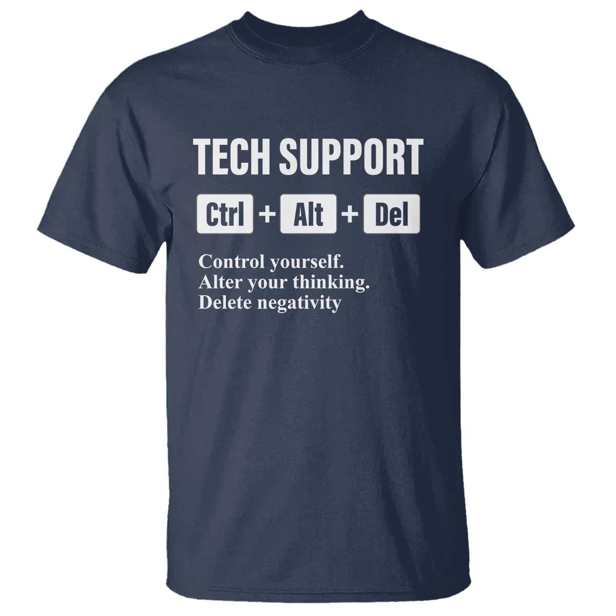 Funny Tech Support T Shirt Ctrl Alt Del Control Yourself Alter Your Thinking Delete Negativity