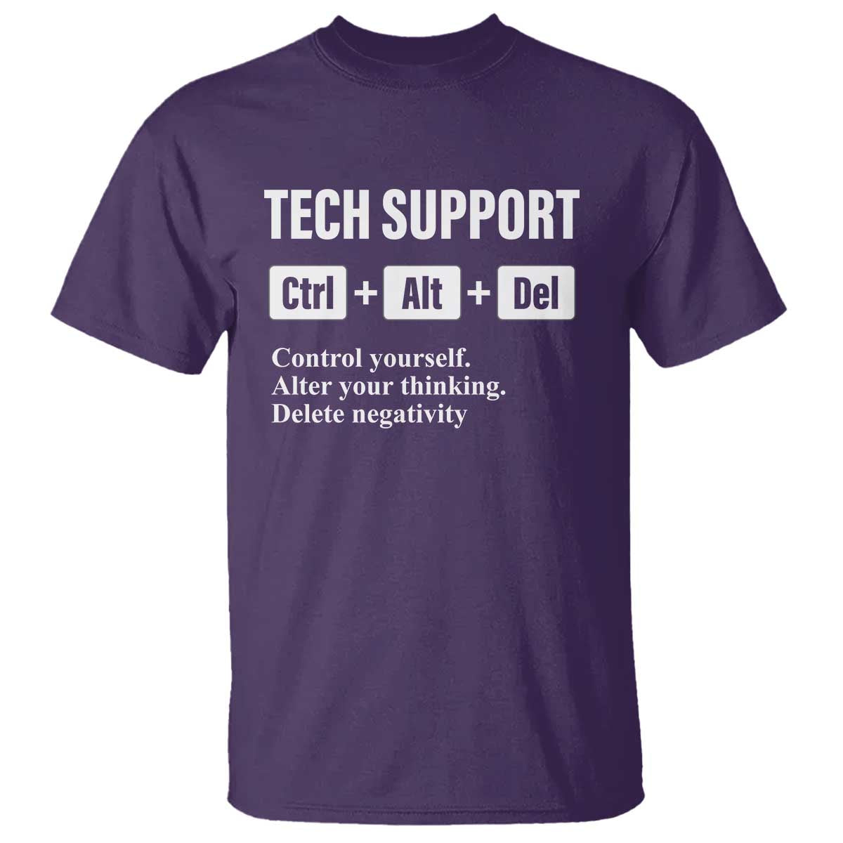Funny Tech Support T Shirt Ctrl Alt Del Control Yourself Alter Your Thinking Delete Negativity
