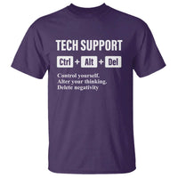 Funny Tech Support T Shirt Ctrl Alt Del Control Yourself Alter Your Thinking Delete Negativity