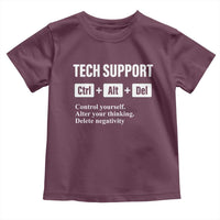 Funny Tech Support Toddler T Shirt Ctrl Alt Del Control Yourself Alter Your Thinking Delete Negativity