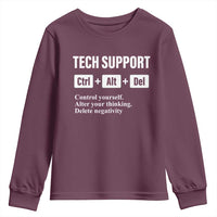 Funny Tech Support Youth Sweatshirt Ctrl Alt Del Control Yourself Alter Your Thinking Delete Negativity