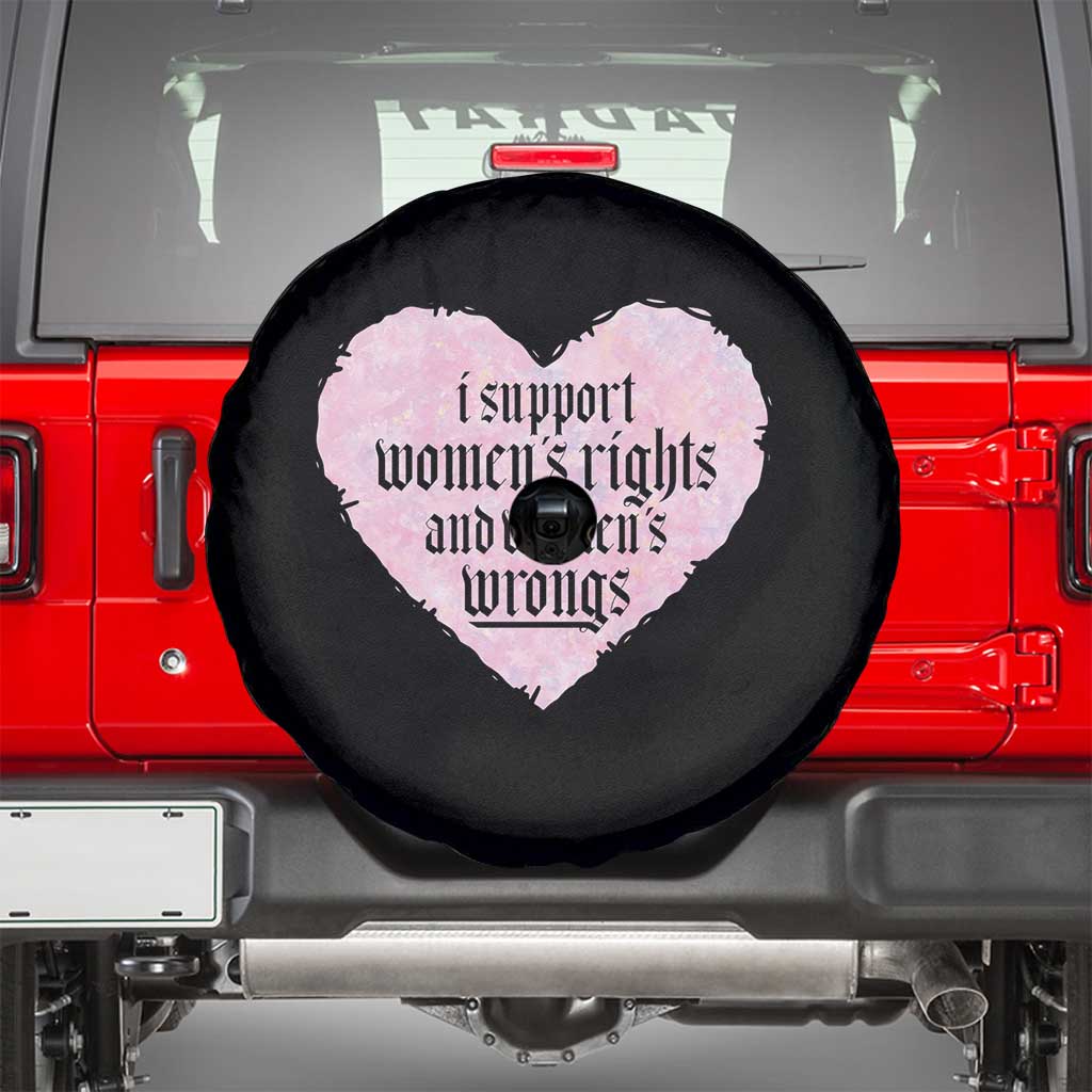 Funny I Support Women's Rights And Women's Wrongs Spare Tire Cover Barbed Wire Heart