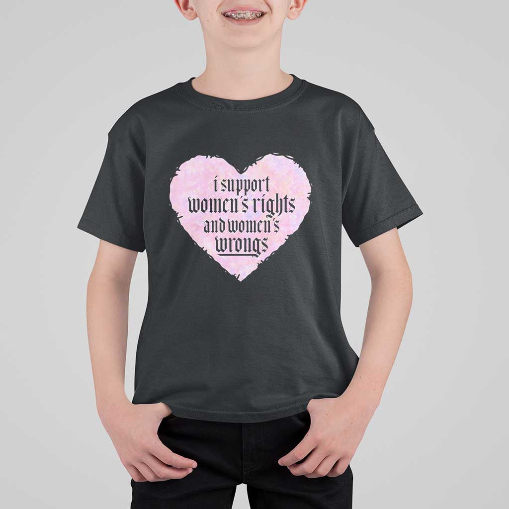 Funny I Support Women's Rights And Women's Wrongs T Shirt For Kid Barbed Wire Heart