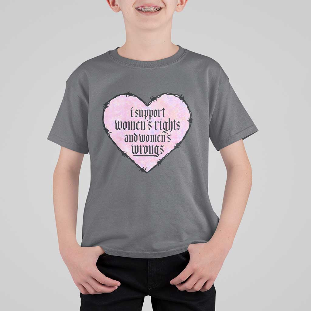 Funny I Support Women's Rights And Women's Wrongs T Shirt For Kid Barbed Wire Heart