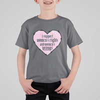 Funny I Support Women's Rights And Women's Wrongs T Shirt For Kid Barbed Wire Heart