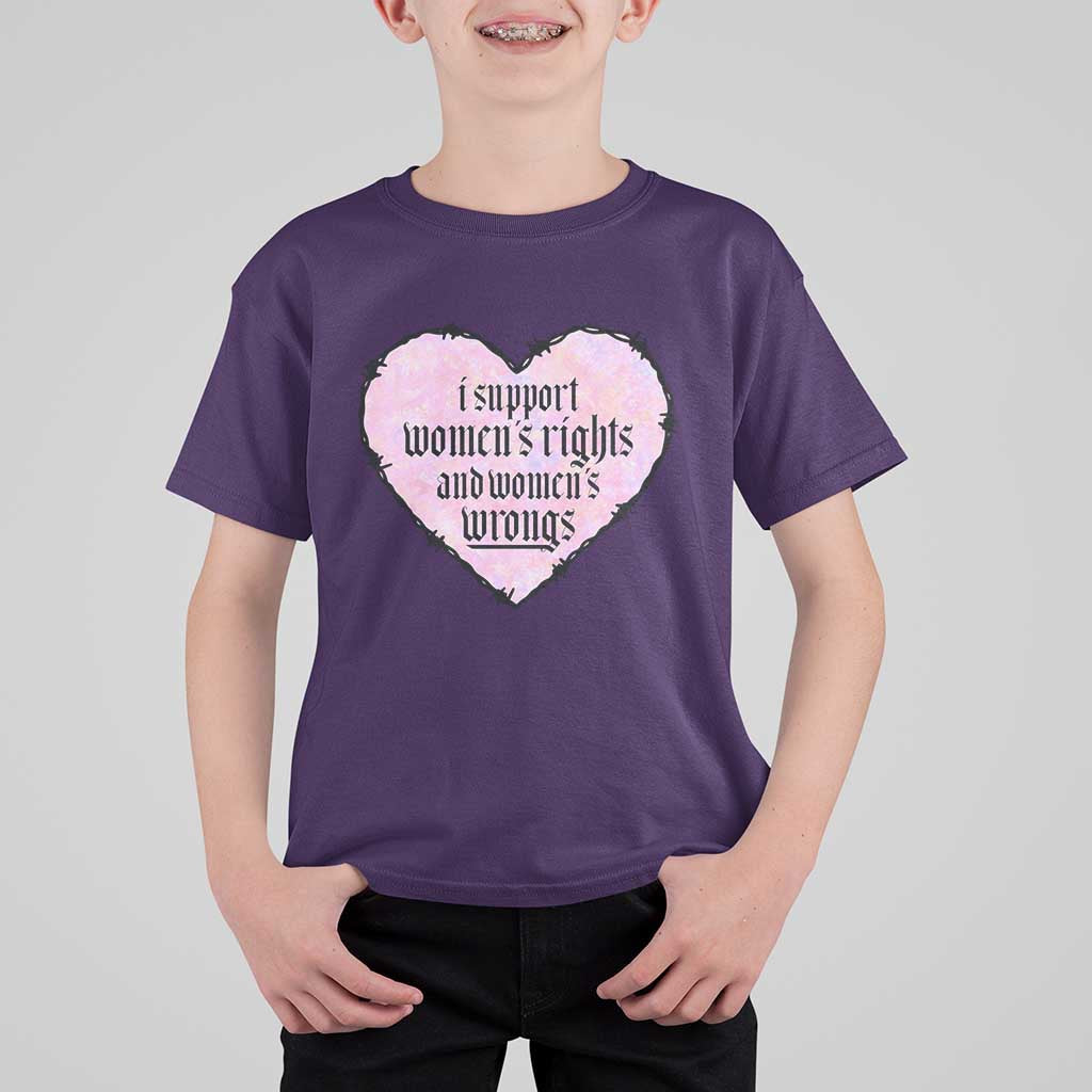 Funny I Support Women's Rights And Women's Wrongs T Shirt For Kid Barbed Wire Heart