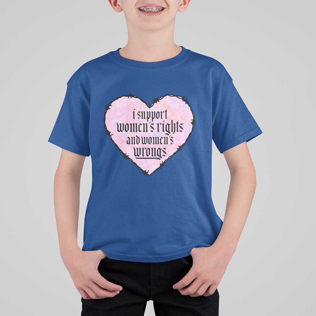 Funny I Support Women's Rights And Women's Wrongs T Shirt For Kid Barbed Wire Heart