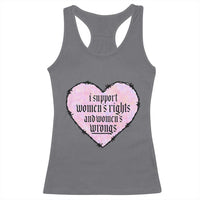 Funny I Support Women's Rights And Women's Wrongs Racerback Tank Top Barbed Wire Heart