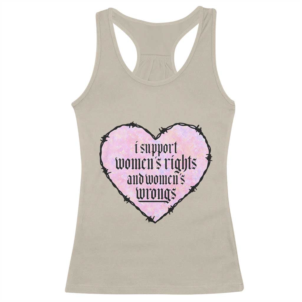 Funny I Support Women's Rights And Women's Wrongs Racerback Tank Top Barbed Wire Heart