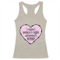 Funny I Support Women's Rights And Women's Wrongs Racerback Tank Top Barbed Wire Heart