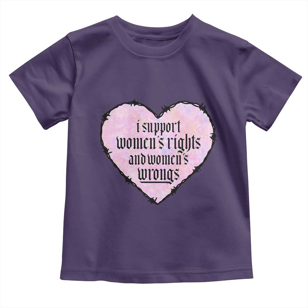 Funny I Support Women's Rights And Women's Wrongs Toddler T Shirt Barbed Wire Heart