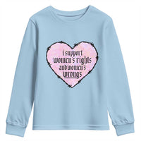 Funny I Support Women's Rights And Women's Wrongs Youth Sweatshirt Barbed Wire Heart