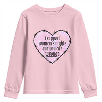 Funny I Support Women's Rights And Women's Wrongs Youth Sweatshirt Barbed Wire Heart