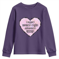 Funny I Support Women's Rights And Women's Wrongs Youth Sweatshirt Barbed Wire Heart