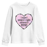 Funny I Support Women's Rights And Women's Wrongs Youth Sweatshirt Barbed Wire Heart