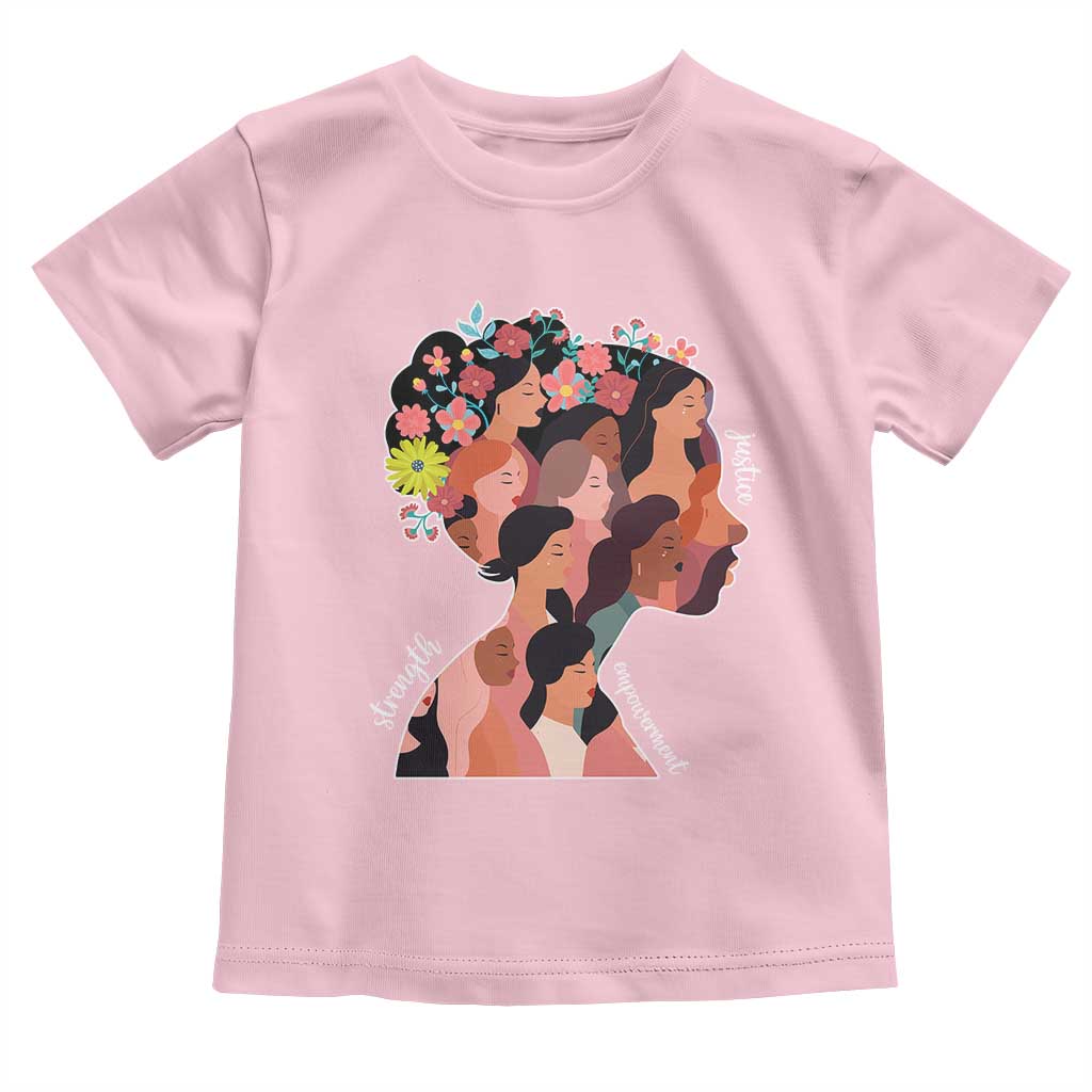 International Women's Day Toddler T Shirt Justice Strength Empowerment Feminist