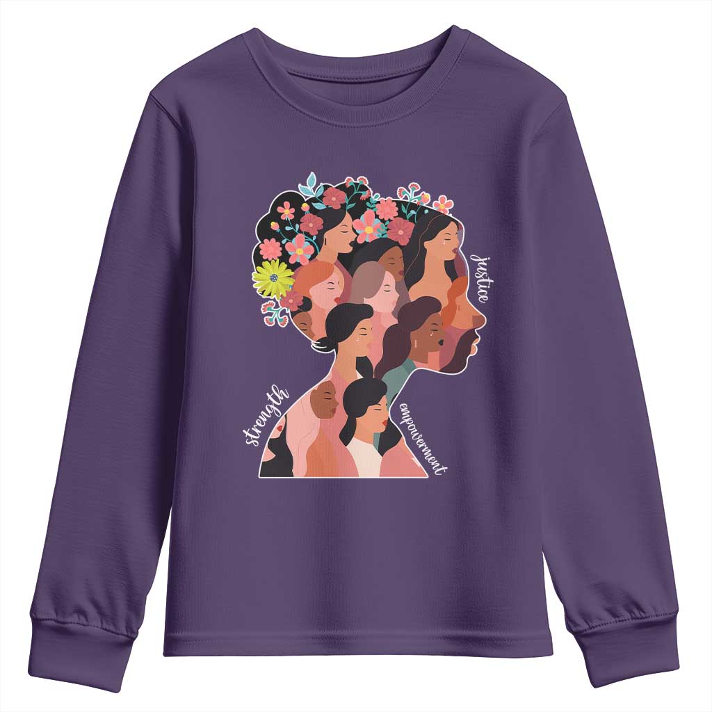 International Women's Day Youth Sweatshirt Justice Strength Empowerment Feminist