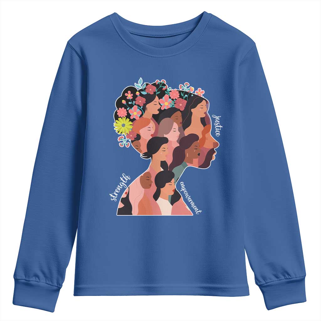 International Women's Day Youth Sweatshirt Justice Strength Empowerment Feminist